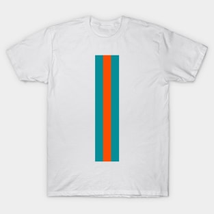 Retro American Football Stripes Miami Teal Orange T-Shirt